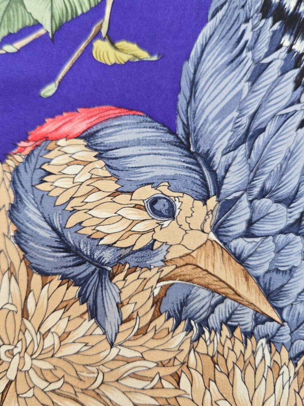 RARE Ferragamo Silk Scarf Birds in Birch Tree Hand-Rolled Hems